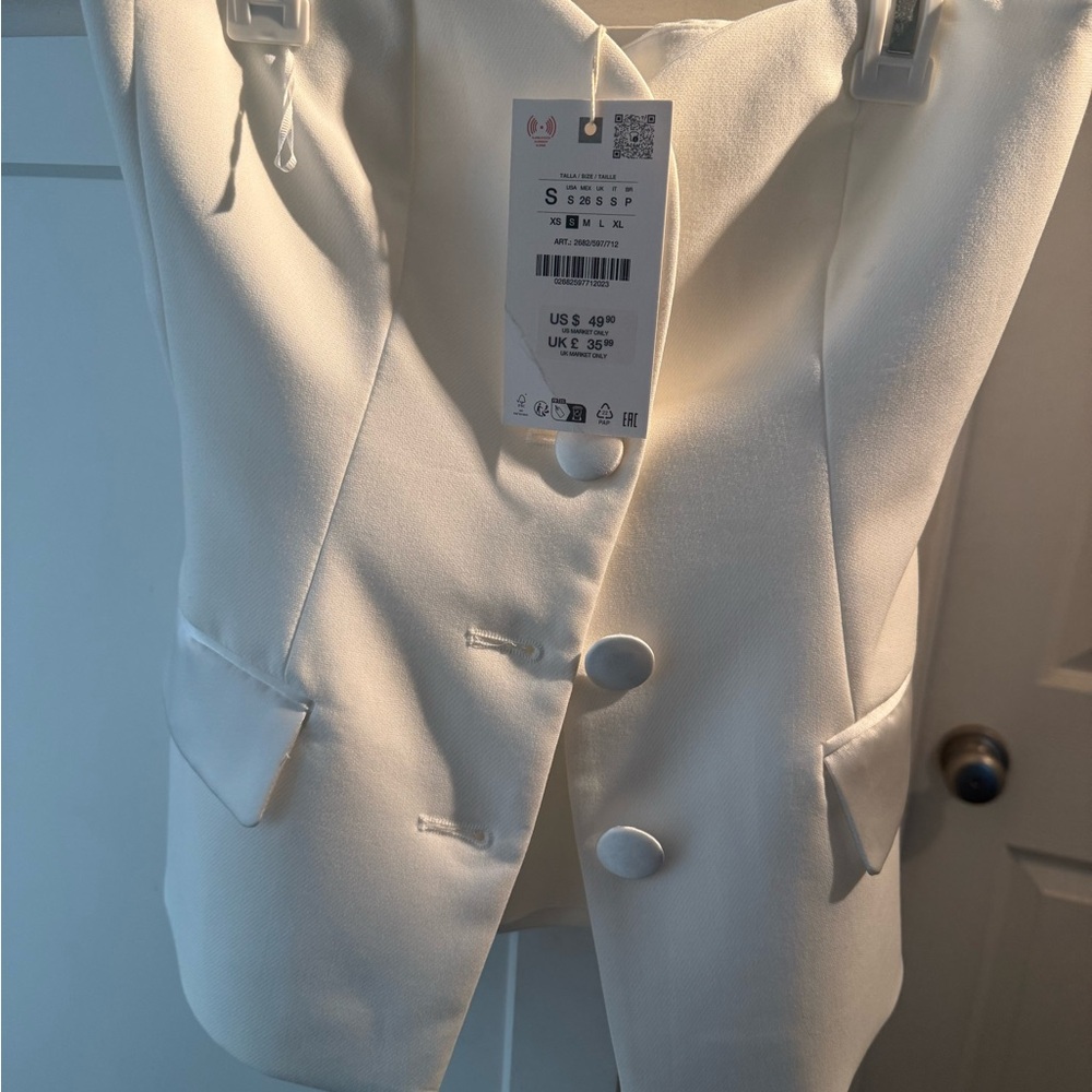 Zara white and silk tube top